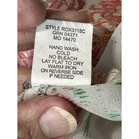 Fig & Flower Womens Sheer Floral Paisley Flowy Boho Hippie Blouse Size XL - Picture 10 of 12